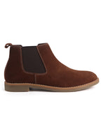 Men Cognac Suede Leather High Ankle Slip-On Chelsea Boot with Cushioned Insole|Anti Skid Honey TPR Sole|Shoe for Winter Outfits, Office, Travel, Semi Formal