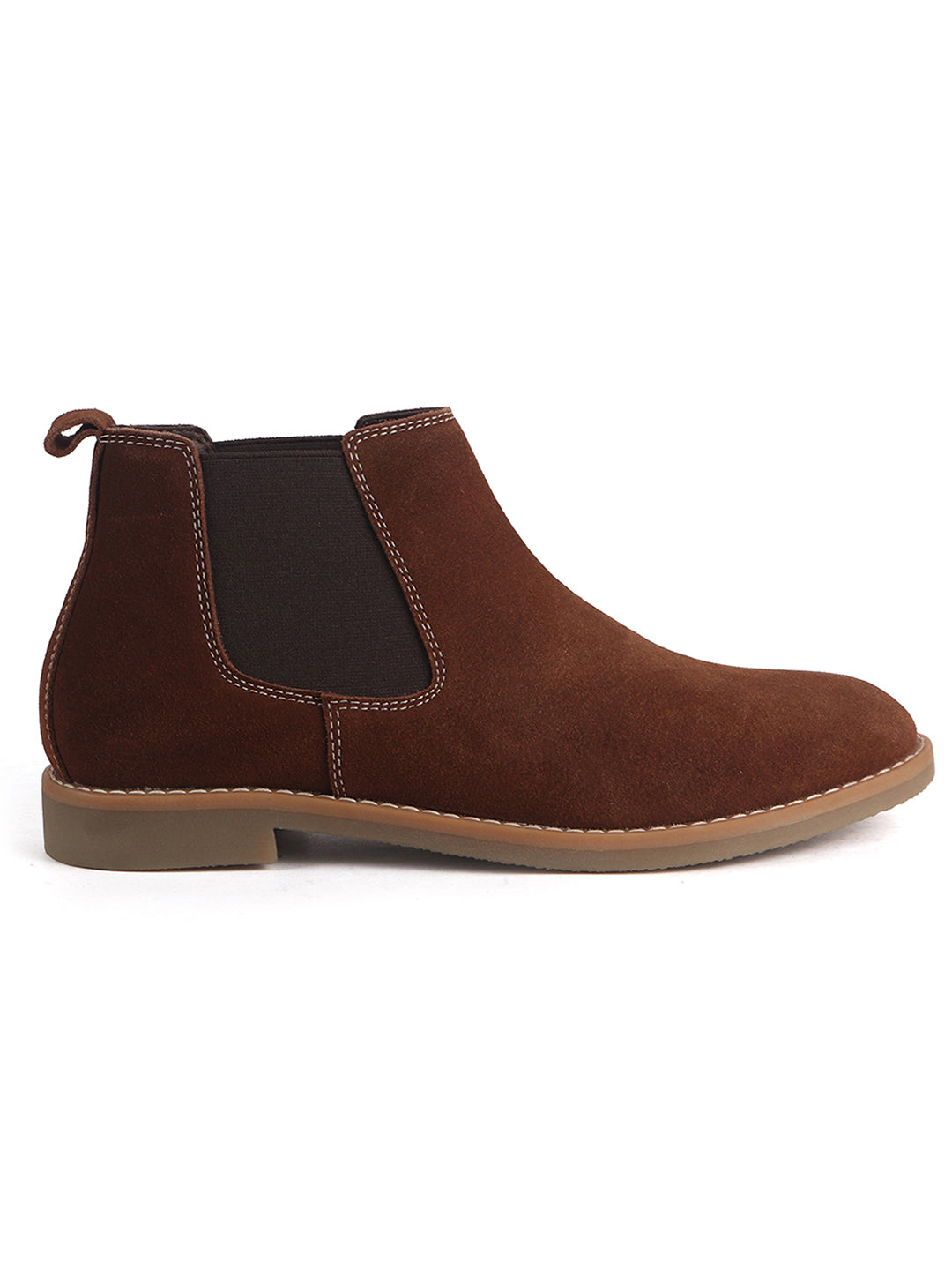 Men Cognac Suede Leather High Ankle Slip-On Chelsea Boot with Cushioned Insole|Anti Skid Honey TPR Sole|Shoe for Winter Outfits, Office, Travel, Semi Formal