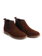 Men Cognac Suede Leather High Ankle Slip-On Chelsea Boot with Cushioned Insole|Anti Skid Honey TPR Sole|Shoe for Winter Outfits, Office, Travel, Semi Formal