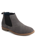 Men Grey Suede Leather High Ankle Slip-On Chelsea Boot with Cushioned Insole|Anti Skid Honey TPR Sole|Shoe for Winter Outfits, Office, Travel, Semi Formal