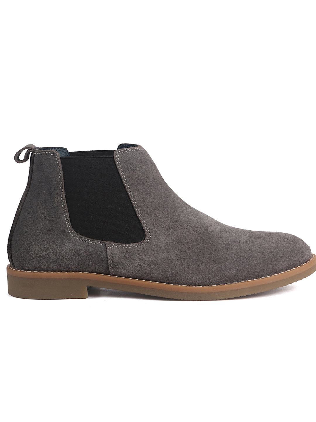 Men Grey Suede Leather High Ankle Slip-On Chelsea Boot with Cushioned Insole|Anti Skid Honey TPR Sole|Shoe for Winter Outfits, Office, Travel, Semi Formal