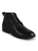 Men Black Genuine Leather Ankle Length 5-Eye Lace Up Chukka Boots|Biking Boot with Anti-Skid Durable Sole|Formal, Office & Casual Wear