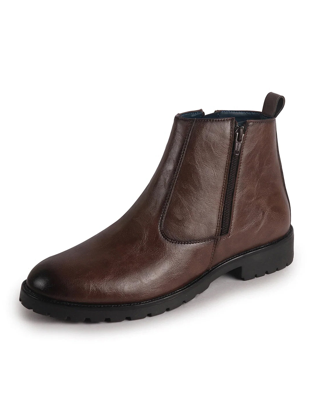Men Brown Classic Side Zipper Closure High Ankle Slip On Chelsea Boot with Soft Cushioned Insole|Anti Skid Durable TPR Sole|Shock Absorber Shoe for Winter, Office, Outdoor