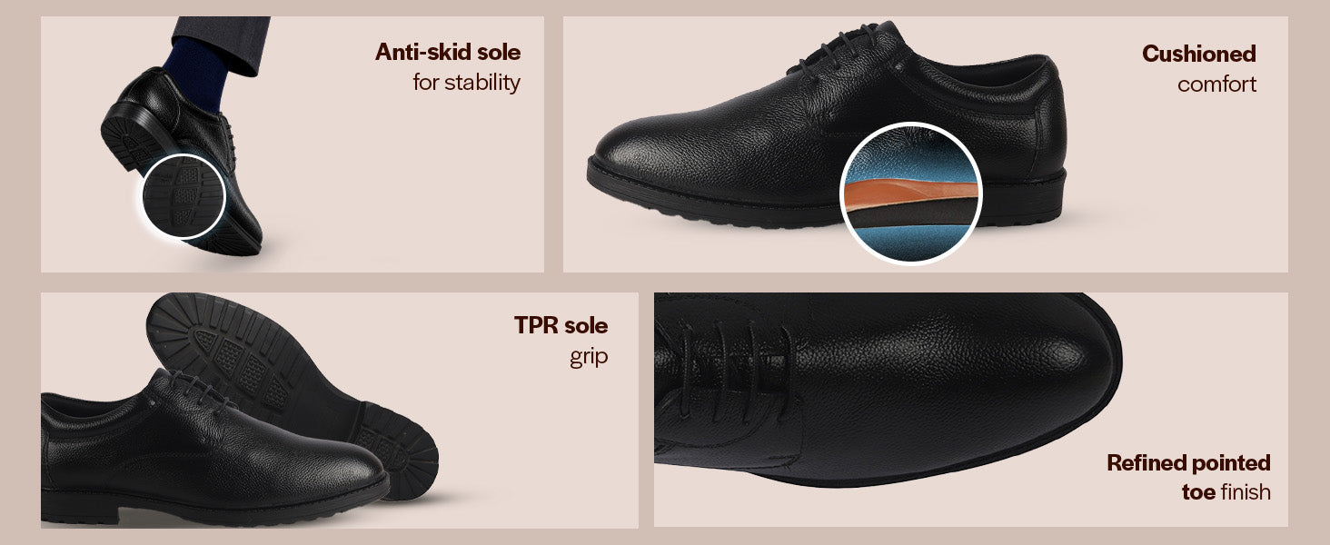 Men Cherry Genuine Leather Textured Low Heel Office Formal Lace Up Derby Shoes|Perfect for Wedding, Party, Office|Memory Cushioned Footbed|Anti Skid Sole
