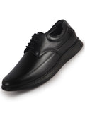 Men Black Genuine Leather Textured Office Formal Lace Up Derby Shoes|Soft Inner Lining, Memory Cushioned Insole|Flatform Anti Skid Sole Shoe for Wedding, Event, Party