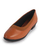 FAUSTO Women Tan Elegant Formal Closed Toe Block Heel Pumps for All Day Comfort | Soft Collar Fabric Cushioned Insole | Dress Slip On Shoe for Office and Daily Work Wear