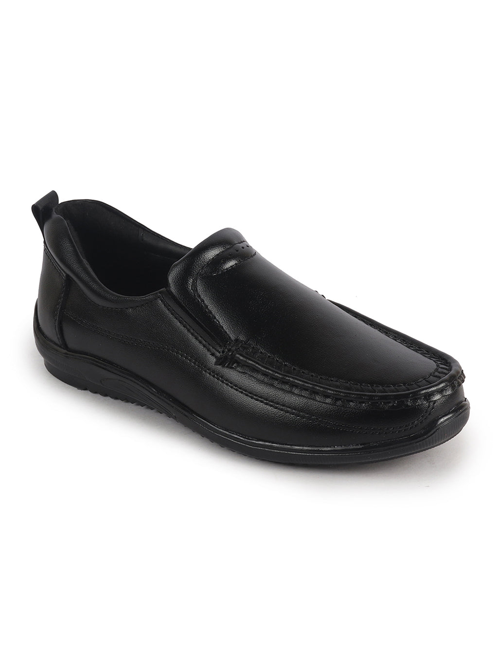 Men Black Formal Slip On Shoe with Cushioned Footpad Comfort Insole|Lightweight All Day Long Pull On Loafer for Meetings, Office, Dress|Anti Skid Sole