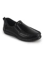 Men Black Formal Slip On Shoe with Cushioned Footpad Comfort Insole|Lightweight All Day Long Pull On Loafer for Meetings, Office, Dress|Anti Skid Sole