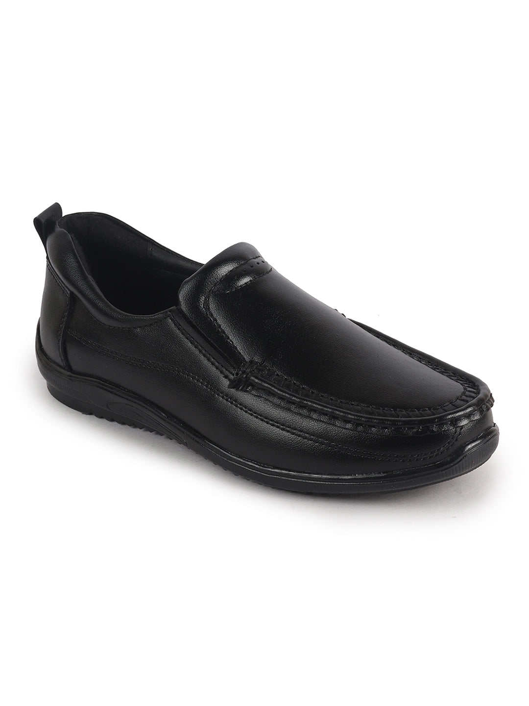 Men Black Formal Slip On Shoe with Cushioned Footpad Comfort Insole|Lightweight All Day Long Pull On Loafer for Meetings, Office, Dress|Anti Skid Sole