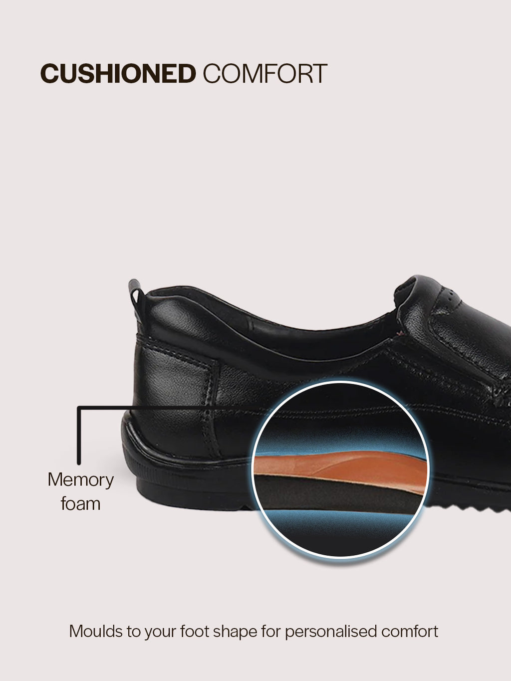 Men Black Formal Slip On Shoe with Cushioned Footpad Comfort Insole|Lightweight All Day Long Pull On Loafer for Meetings, Office, Dress|Anti Skid Sole
