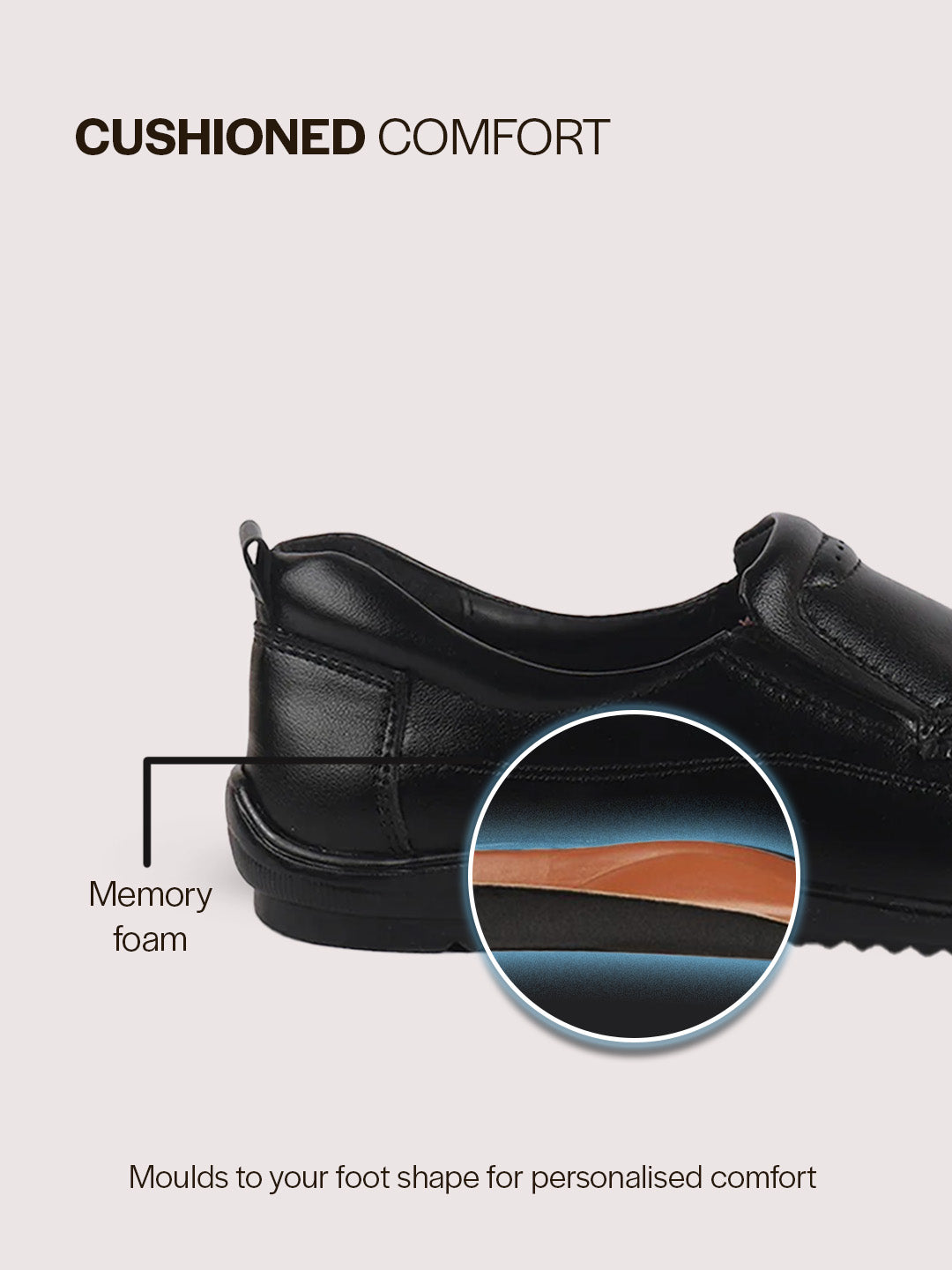 Men Black Formal Slip On Shoe with Cushioned Footpad Comfort Insole|Lightweight All Day Long Pull On Loafer for Meetings, Office, Dress|Anti Skid Sole