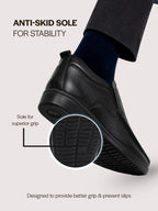 Men Black Formal Slip On Shoe with Cushioned Footpad Comfort Insole|Lightweight All Day Long Pull On Loafer for Meetings, Office, Dress|Anti Skid Sole