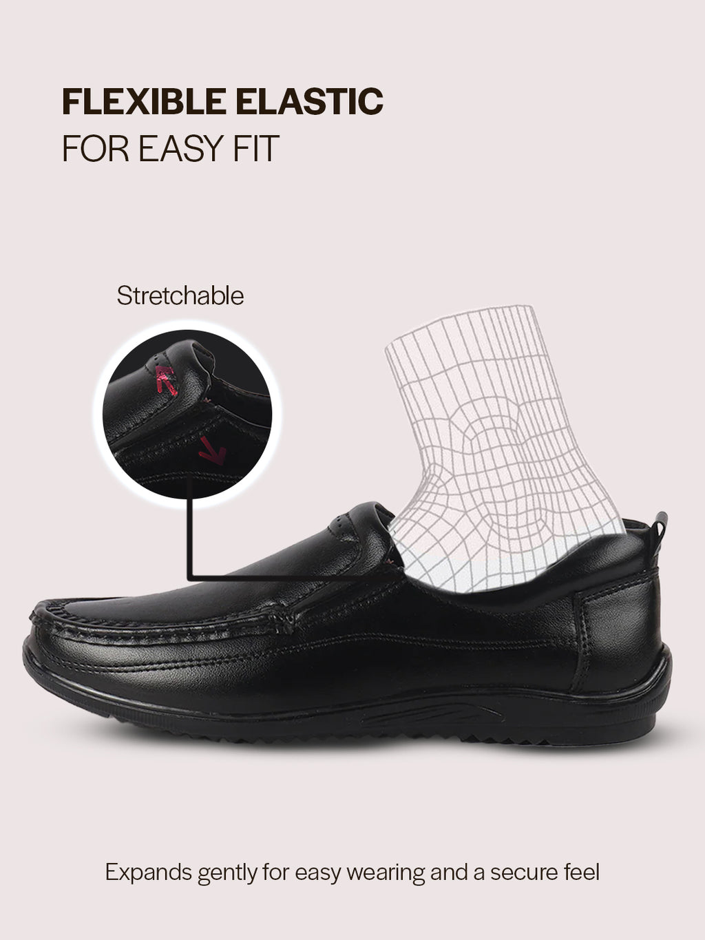 Men Black Formal Slip On Shoe with Cushioned Footpad Comfort Insole|Lightweight All Day Long Pull On Loafer for Meetings, Office, Dress|Anti Skid Sole