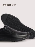 Men Black Formal Slip On Shoe with Cushioned Footpad Comfort Insole|Lightweight All Day Long Pull On Loafer for Meetings, Office, Dress|Anti Skid Sole