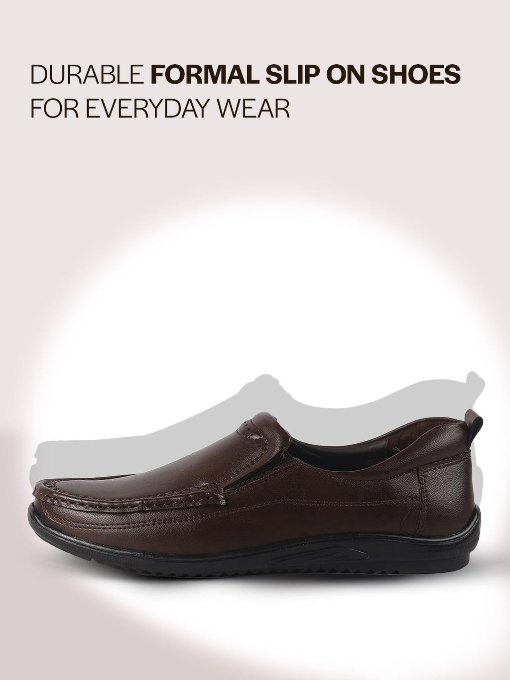 Men Brown Formal Slip On Shoe with Cushioned Footpad Comfort Insole|Lightweight All Day Long Pull On Loafer for Meetings, Office, Dress|Anti Skid Sole