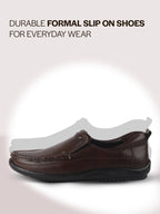 Men Brown Formal Slip On Shoe with Cushioned Footpad Comfort Insole|Lightweight All Day Long Pull On Loafer for Meetings, Office, Dress|Anti Skid Sole