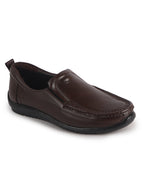 Men Brown Formal Slip On Shoe with Cushioned Footpad Comfort Insole|Lightweight All Day Long Pull On Loafer for Meetings, Office, Dress|Anti Skid Sole
