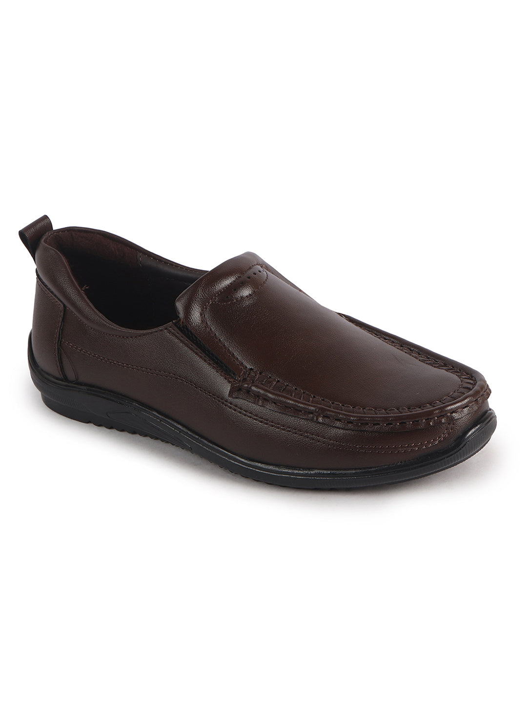 Men Brown Formal Slip On Shoe with Cushioned Footpad Comfort Insole|Lightweight All Day Long Pull On Loafer for Meetings, Office, Dress|Anti Skid Sole