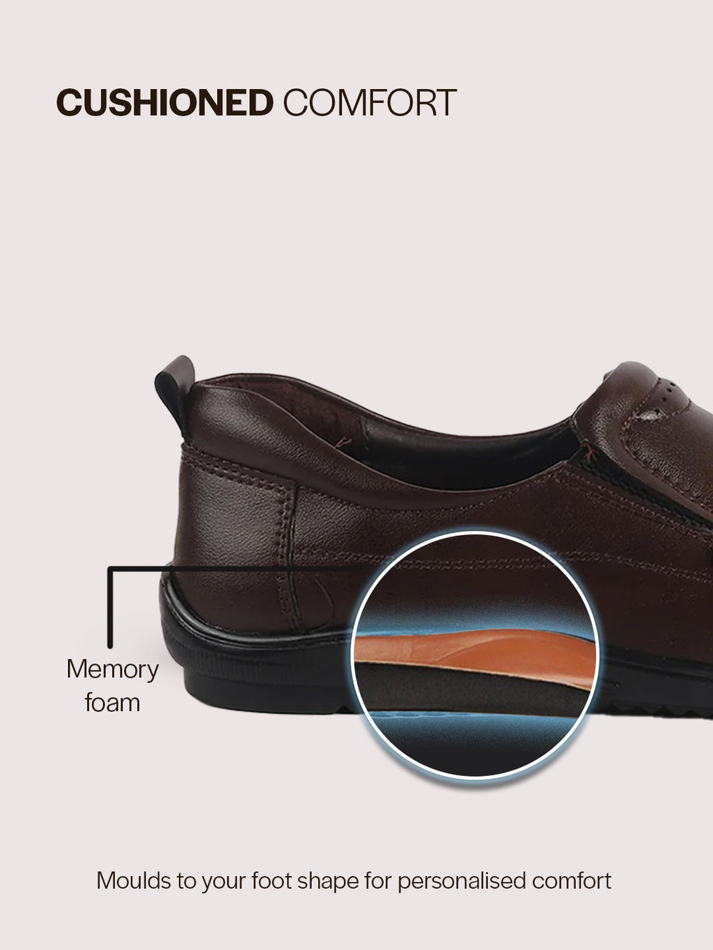 Men Brown Formal Slip On Shoe with Cushioned Footpad Comfort Insole|Lightweight All Day Long Pull On Loafer for Meetings, Office, Dress|Anti Skid Sole