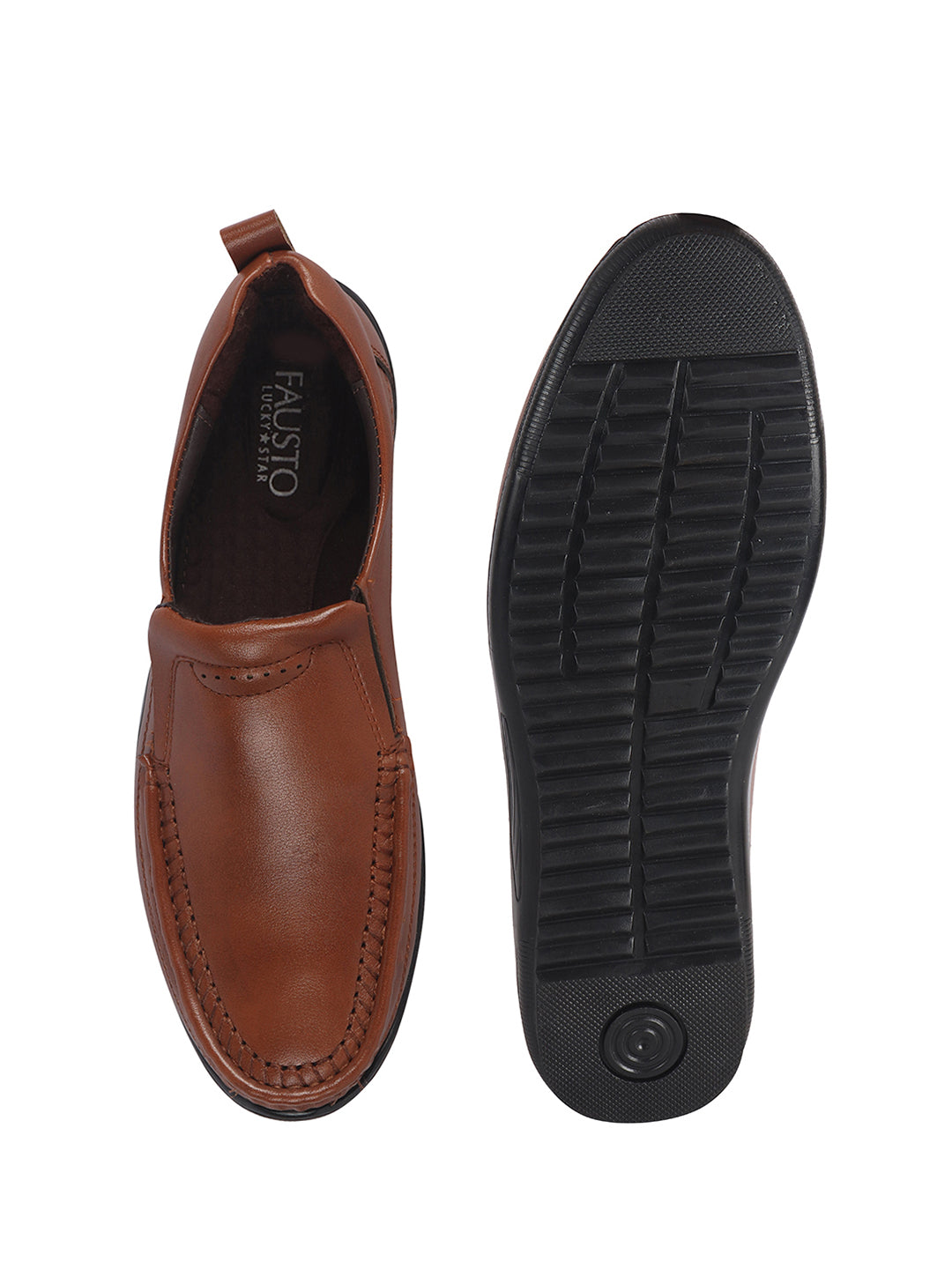 Men Tan Formal Slip On Shoe with Cushioned Footpad Comfort Insole|Lightweight All Day Long Pull On Loafer for Meetings, Office, Dress|Anti Skid Sole