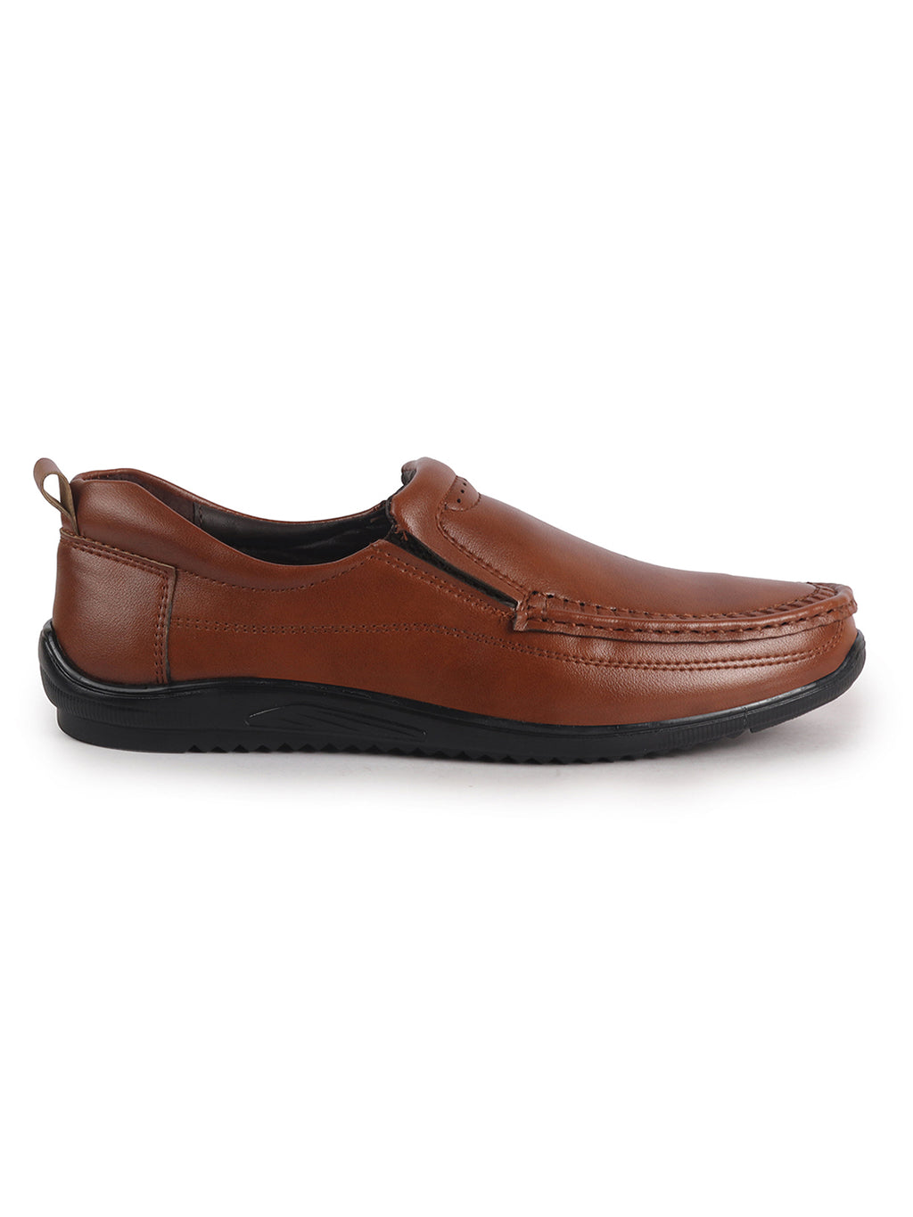 Men Tan Formal Slip On Shoe with Cushioned Footpad Comfort Insole|Lightweight All Day Long Pull On Loafer for Meetings, Office, Dress|Anti Skid Sole
