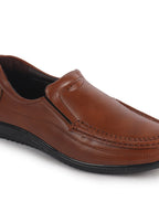 Men Tan Formal Slip On Shoe with Cushioned Footpad Comfort Insole|Lightweight All Day Long Pull On Loafer for Meetings, Office, Dress|Anti Skid Sole