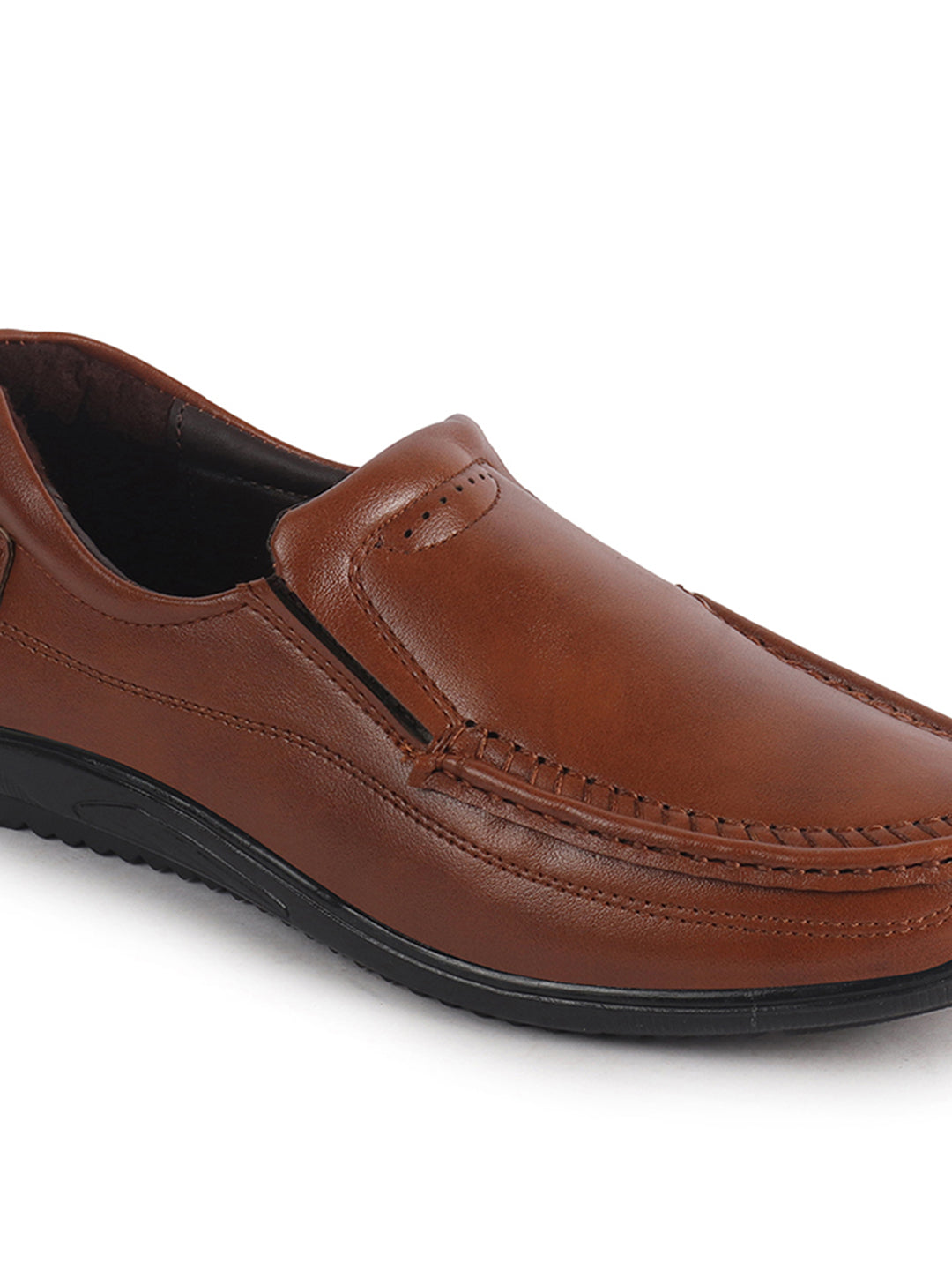 Men Tan Formal Slip On Shoe with Cushioned Footpad Comfort Insole|Lightweight All Day Long Pull On Loafer for Meetings, Office, Dress|Anti Skid Sole