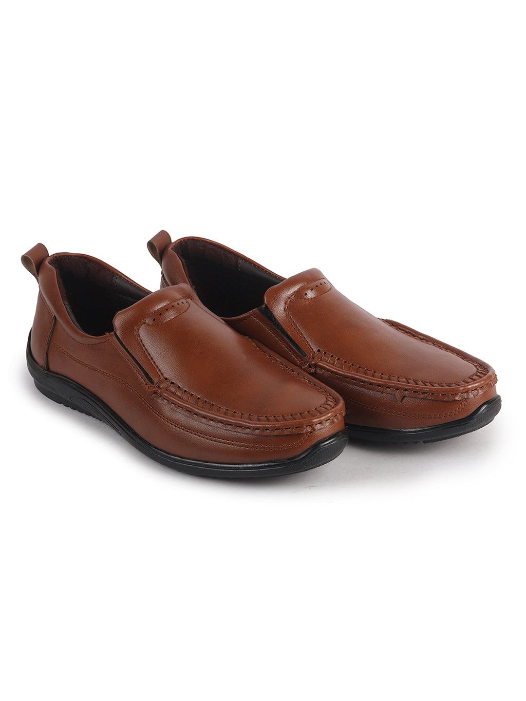 Men Tan Formal Slip On Shoe with Cushioned Footpad Comfort Insole|Lightweight All Day Long Pull On Loafer for Meetings, Office, Dress|Anti Skid Sole