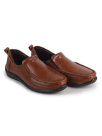 Men Tan Formal Slip On Shoe with Cushioned Footpad Comfort Insole|Lightweight All Day Long Pull On Loafer for Meetings, Office, Dress|Anti Skid Sole