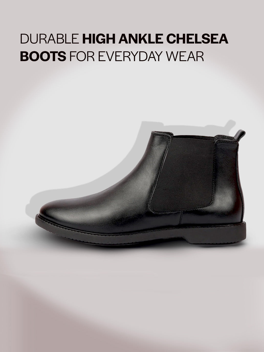 Men Black High Ankle Slip On Outdoor Fashion Winter Chelsea Boots