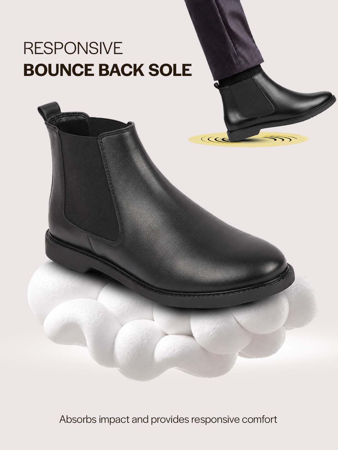 Men Black High Ankle Slip On Outdoor Fashion Winter Chelsea Boots
