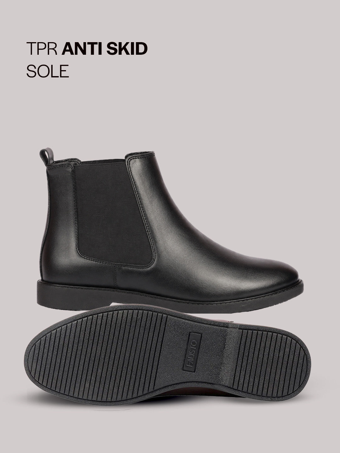Men Black High Ankle Slip On Outdoor Fashion Winter Chelsea Boots