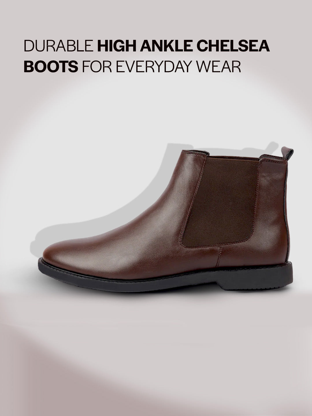 Men Brown High Ankle Slip On Outdoor Fashion Winter Chelsea Boots