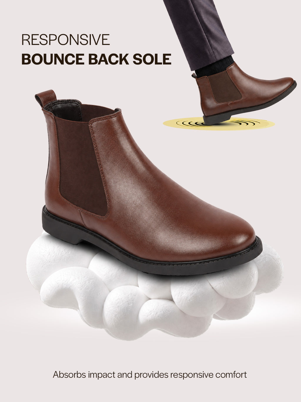 Men Brown High Ankle Slip On Outdoor Fashion Winter Chelsea Boots