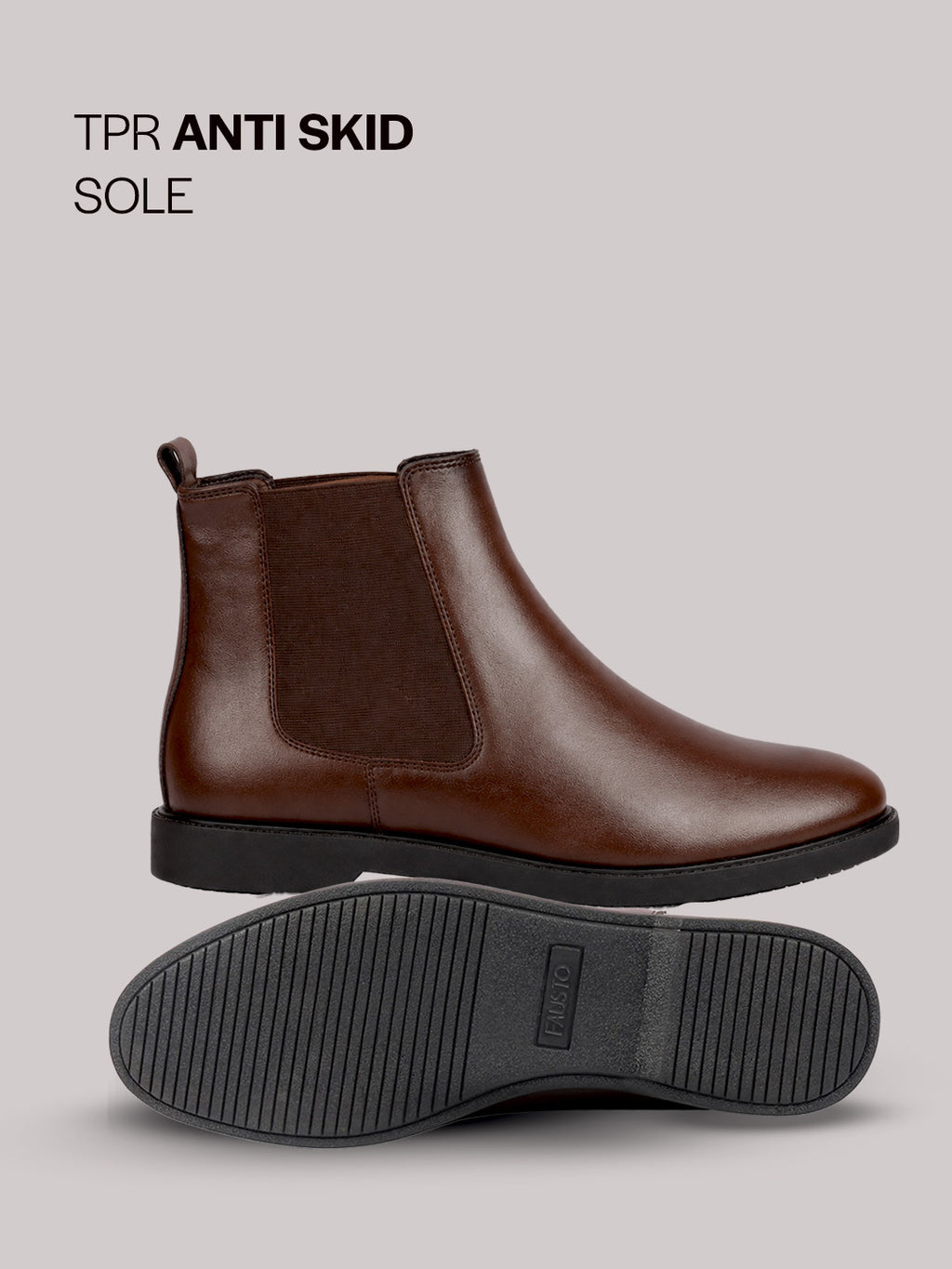 Men Brown High Ankle Slip On Outdoor Fashion Winter Chelsea Boots