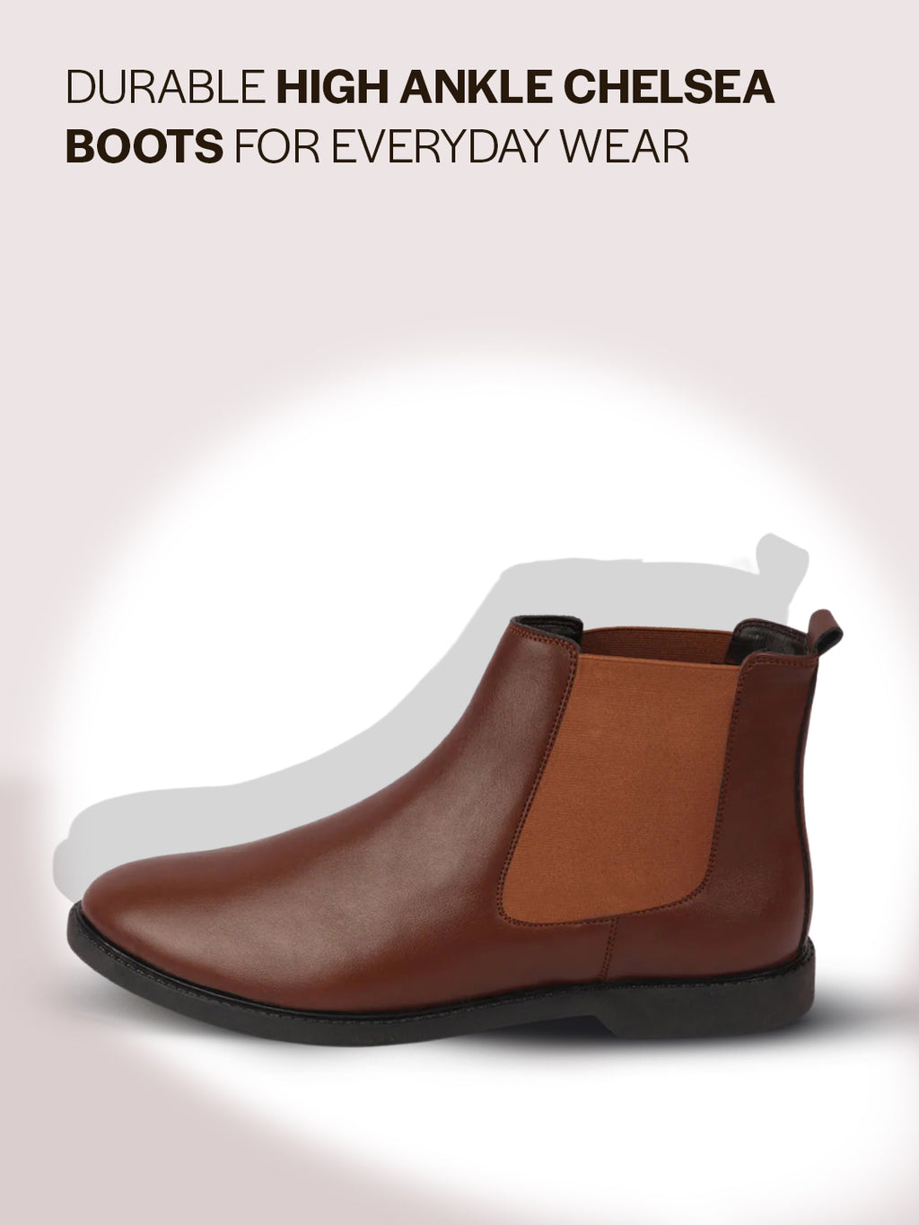 Men Tan High Ankle Slip On Outdoor Fashion Winter Chelsea Boots