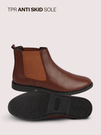 Men Tan High Ankle Slip On Outdoor Fashion Winter Chelsea Boots