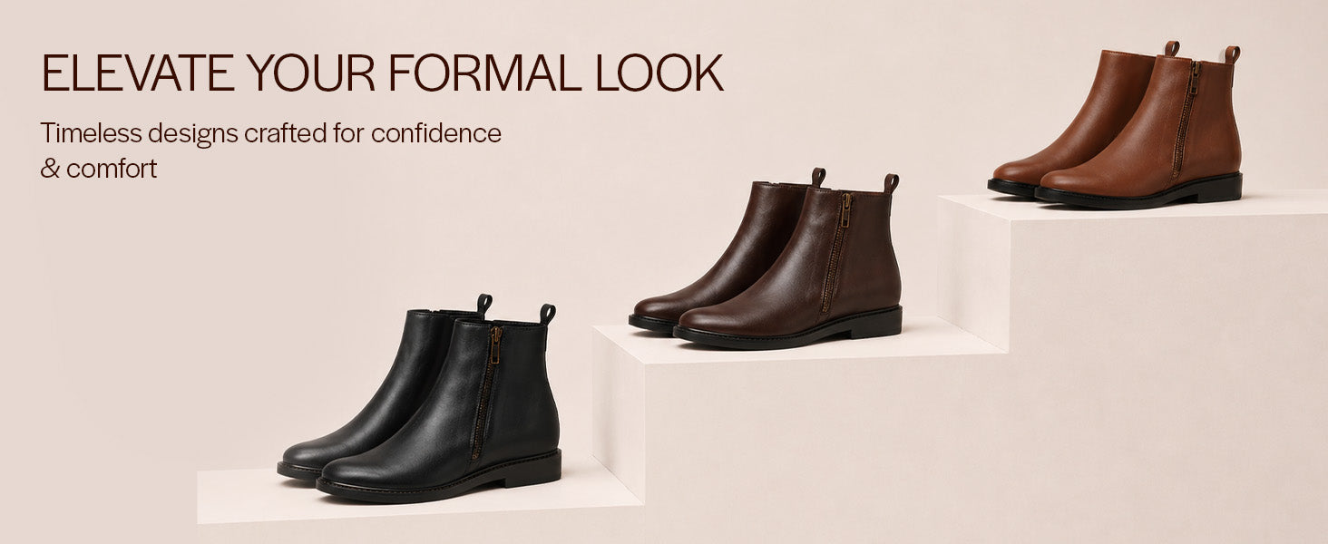 Men Black High Ankle Zipper Closure Fashion Trend Classic Work Boots
