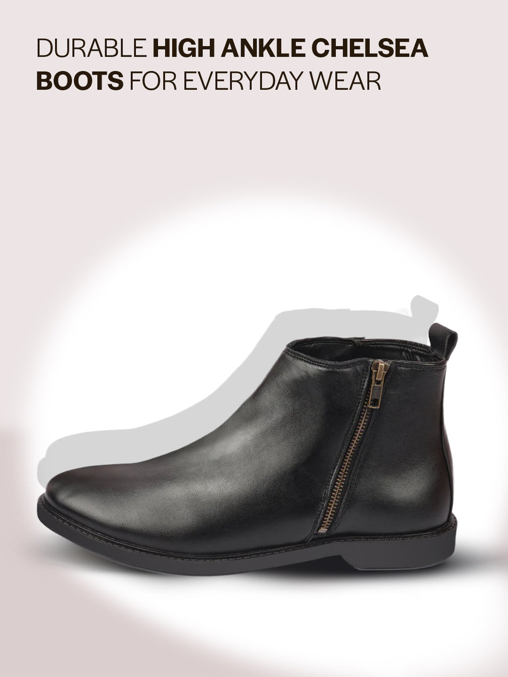 Men Black High Ankle Zipper Closure Fashion Trend Classic Work Boots