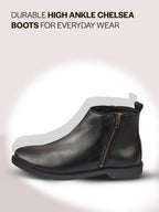 Men Black High Ankle Zipper Closure Fashion Trend Classic Work Boots