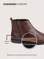 Men Brown High Ankle Zipper Closure Fashion Trend Classic Work Boots