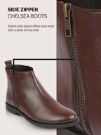 Men Brown High Ankle Zipper Closure Fashion Trend Classic Work Boots