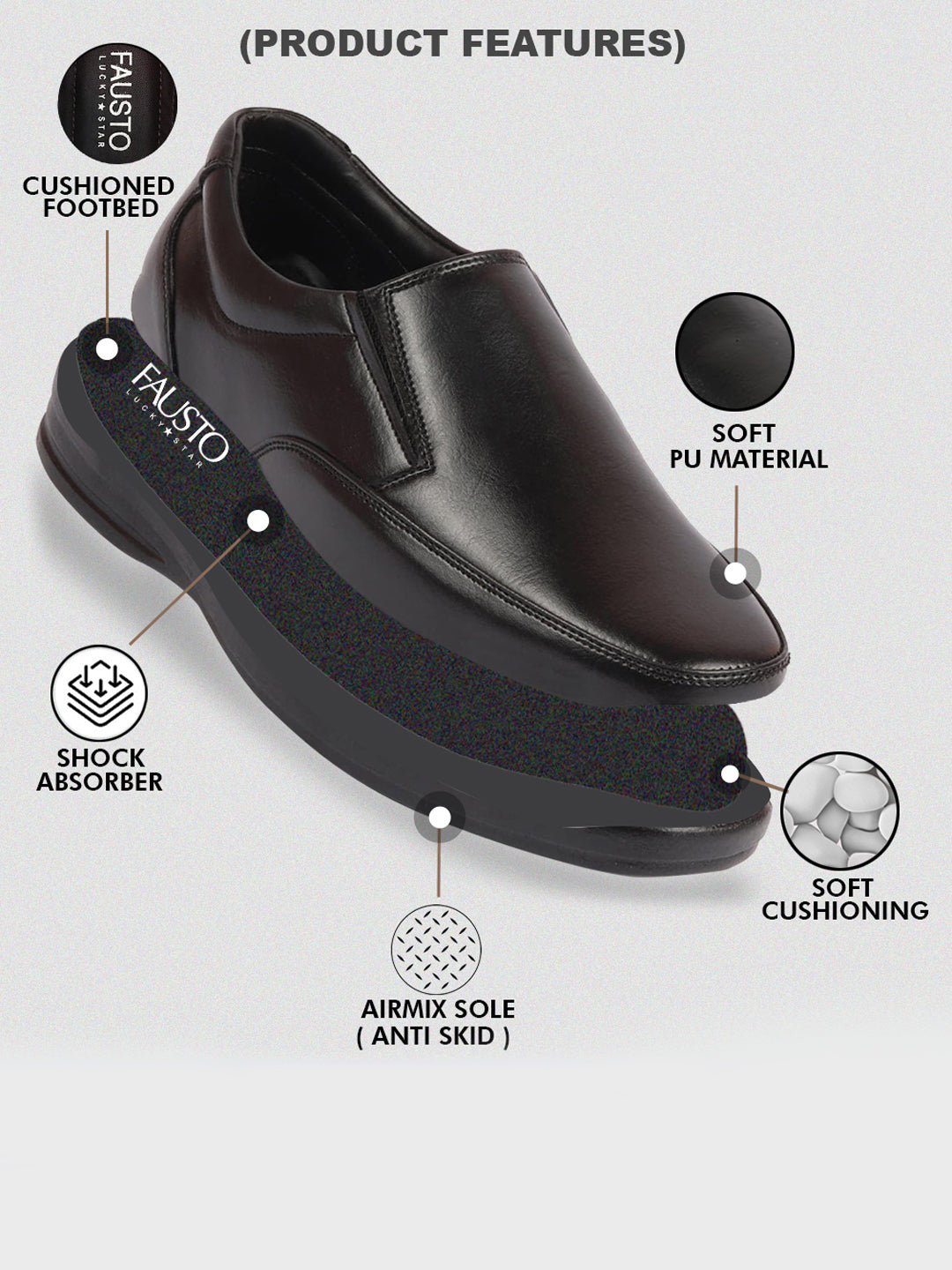Shop Men's Black Formal Office Leather Slip On Shoes Online
