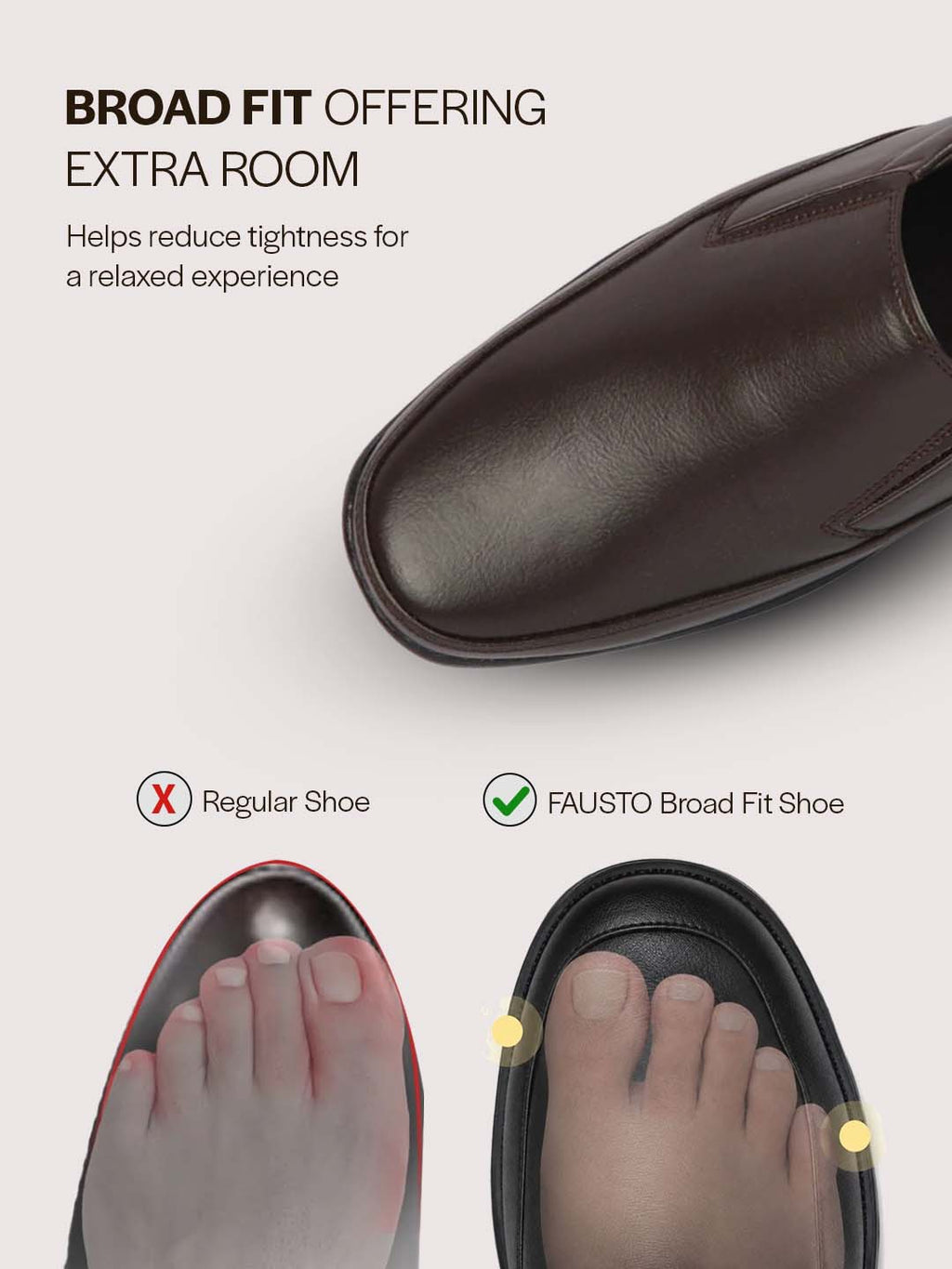 Men Brown Formal Office Dress Comfort Broad Feet Slip On Shoes