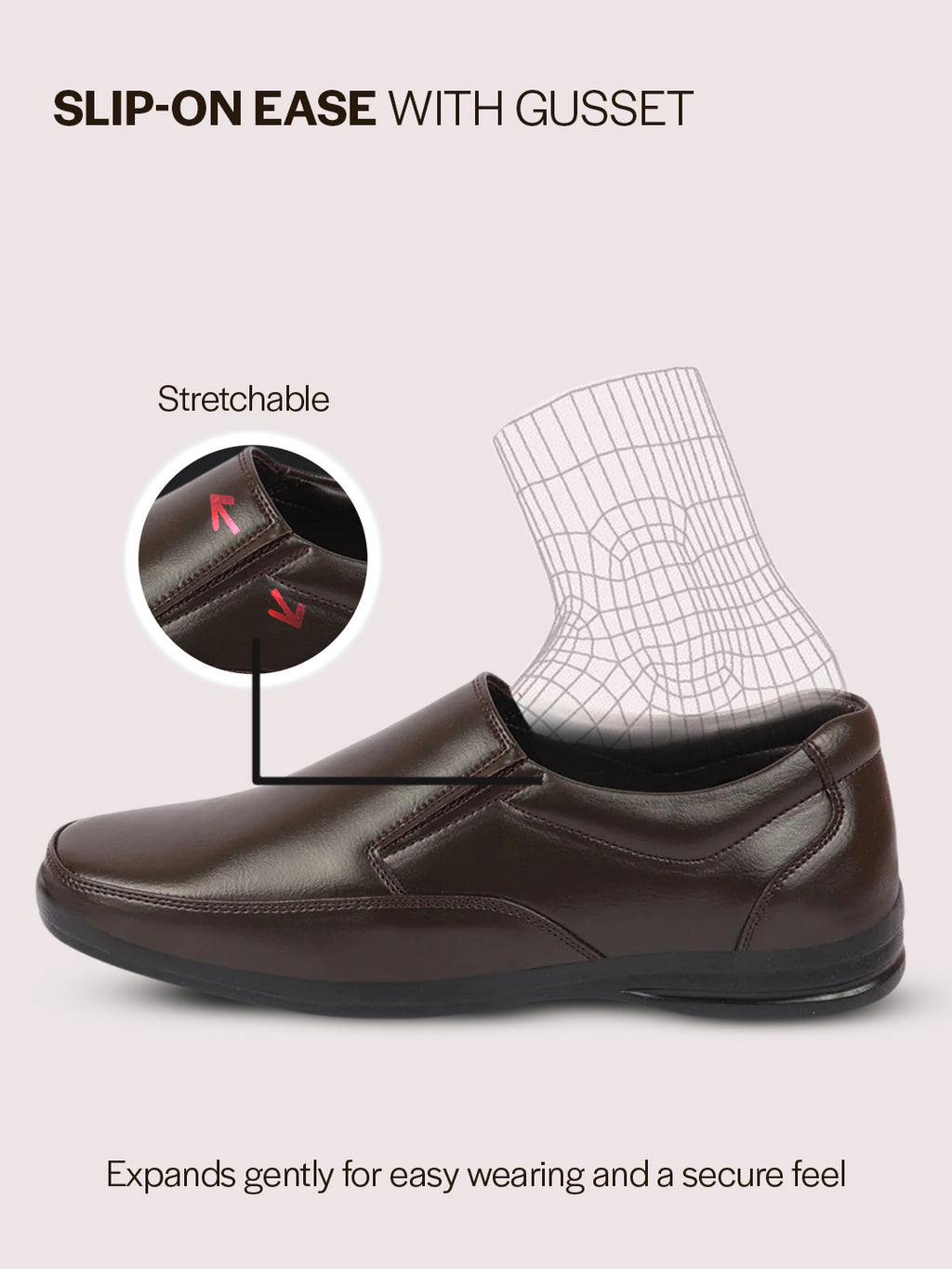 Men Brown Formal Office Dress Comfort Broad Feet Slip On Shoes