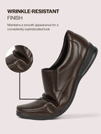 Men Brown Formal Office Dress Comfort Broad Feet Slip On Shoes