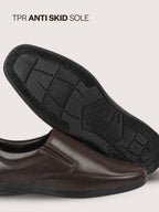 Men Brown Formal Office Dress Comfort Broad Feet Slip On Shoes
