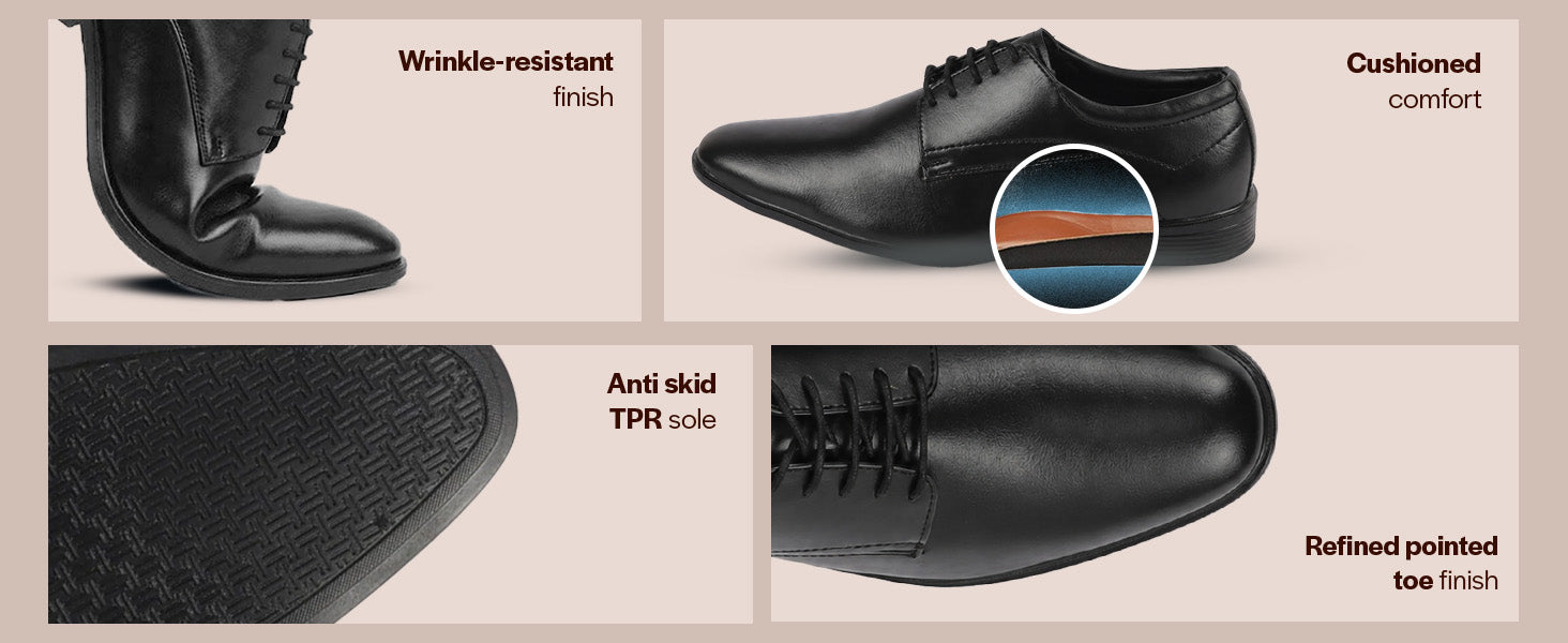 Men Black Formal Office Dress Lace Up Derby Shoes