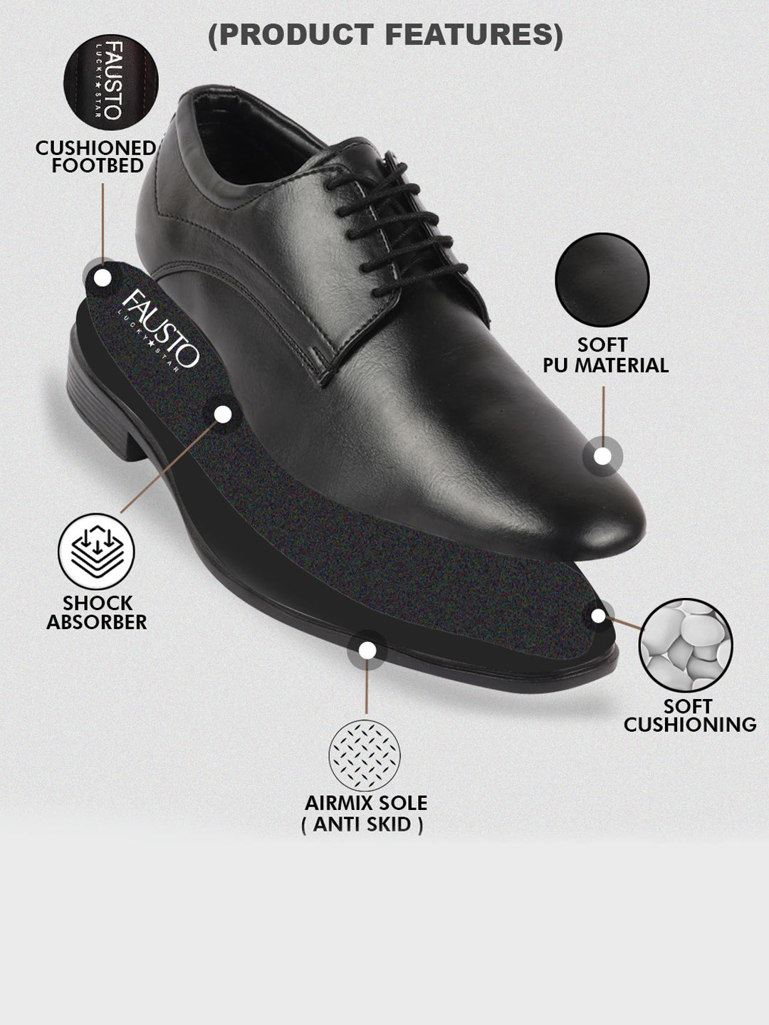 Shop Men Black Formal Office Dress Lace Up Derby Shoes Online.
