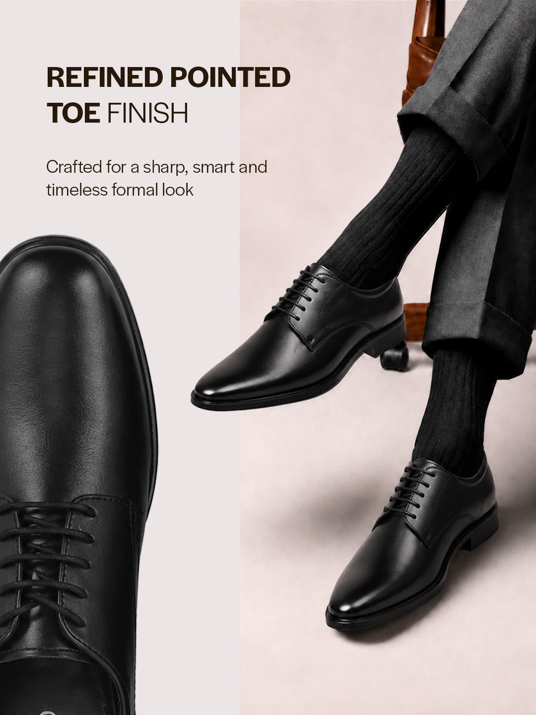 Men Black Formal Office Dress Lace Up Derby Shoes